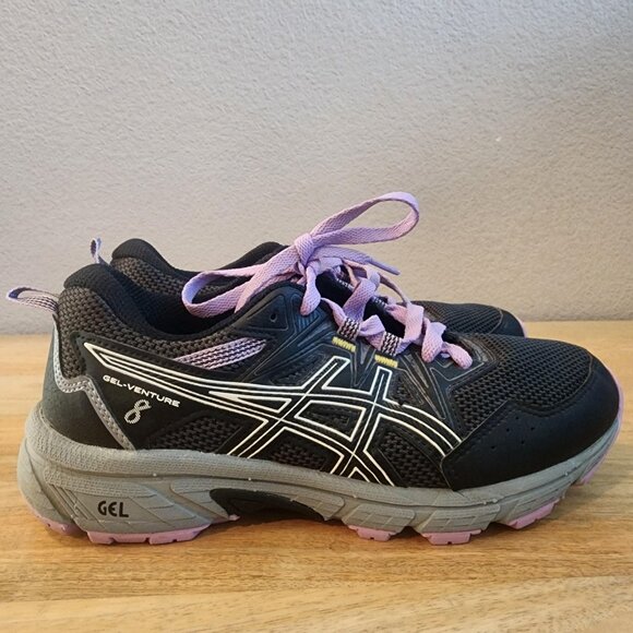 ASICS GEL-Venture 8 Shoes Womens Size 7.5 Black Trail Running Wide 1012A706 - Picture 1 of 12